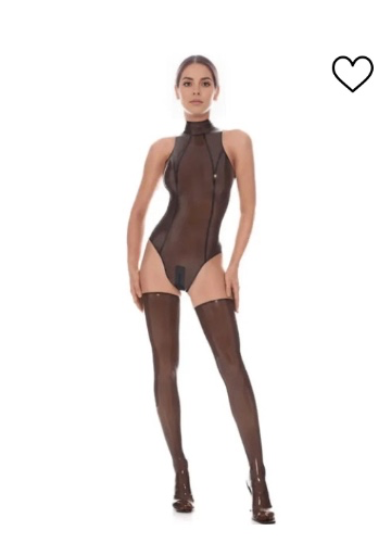 Sheer Black Latex Bodysuit