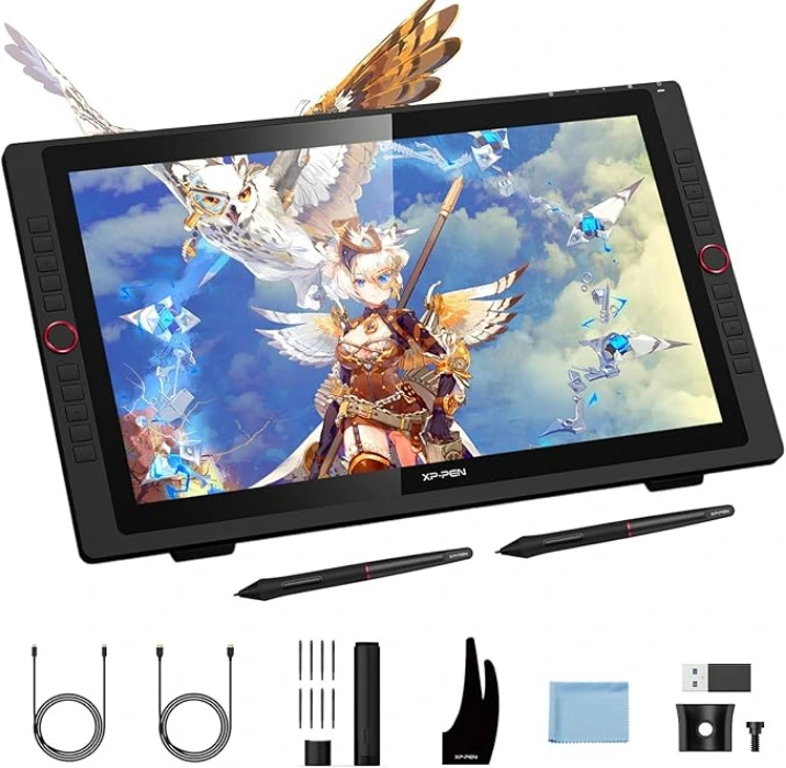 Drawing Tablet with Screen XPPen Artist 22R pro Computer Graphics Tablet 120% sRGB with Battery-Free Stylus Full-Laminated Technology, 21.5 inch Pen Display with 20 Shortcut Keys & 2 Red Dial(Black) 