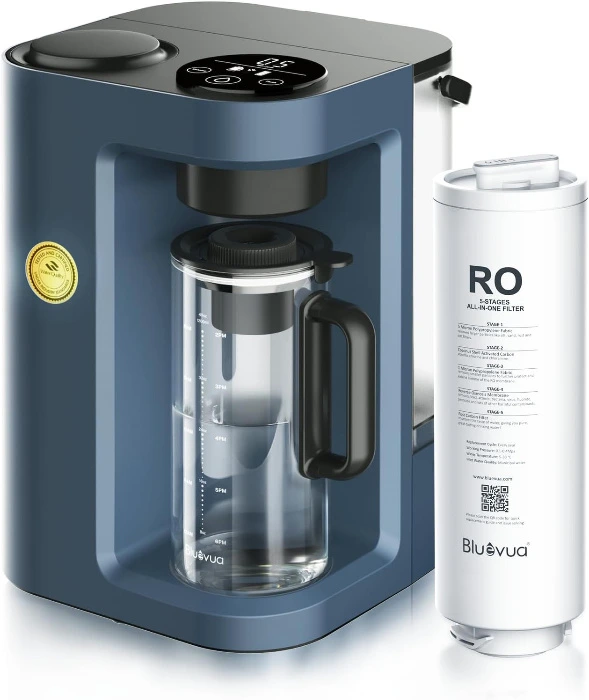 Bluevua RO100ROPOT-Lite(UV) Countertop Reverse Osmosis Water Filter System, 7-Stage Purification with UV and Remineralization, Portable Water Purifier (Blue) 