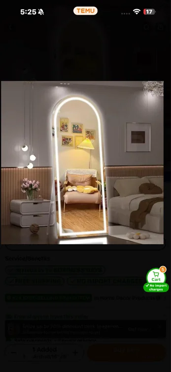 LED stand up mirror
