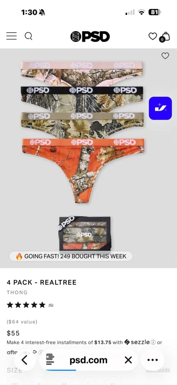 realtree 4 pack psd thongs