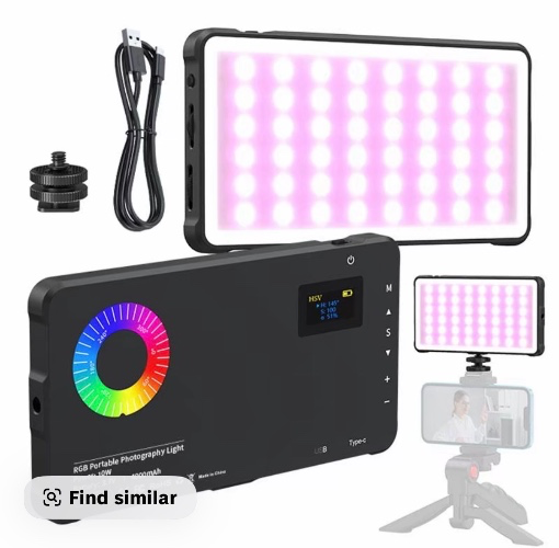 USB Rechargeable Photography Light, Portable RGB Color Changing 
