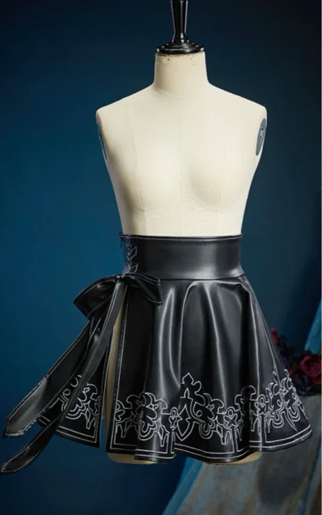 Nr:Automata 2B Cosplay Costume Black High-waisted Half Skirt with Bow
