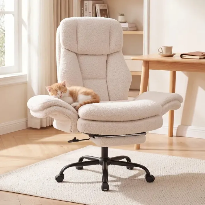 Ergonomic teddy fleece office chair