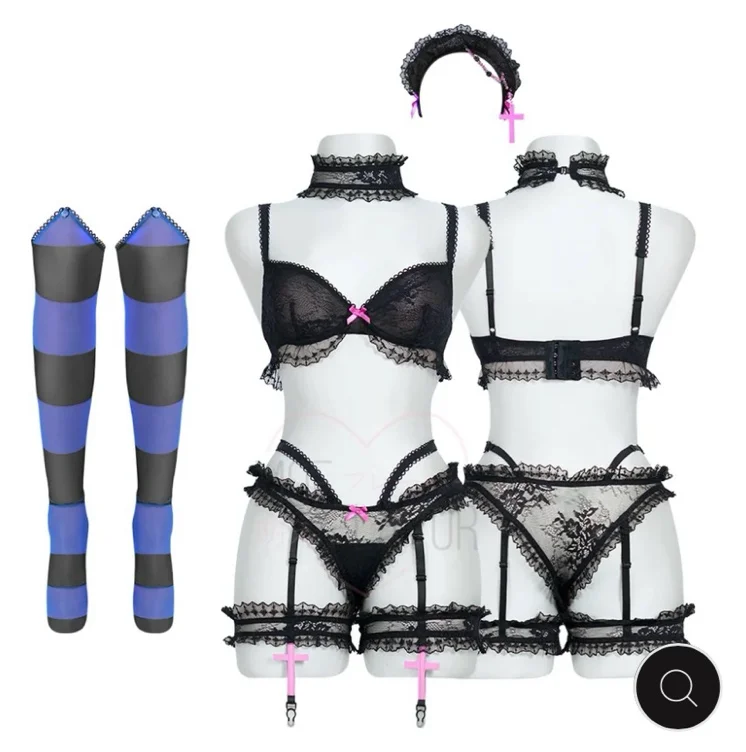 goth angel ruffled lace