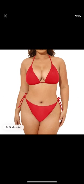 Tempt Me Women Plus Size Triangle Bikini String Two Piece Halter Tie Side Swimsuit Mid Waisted Bikini Sets for Women Plus Size Bathing Suit