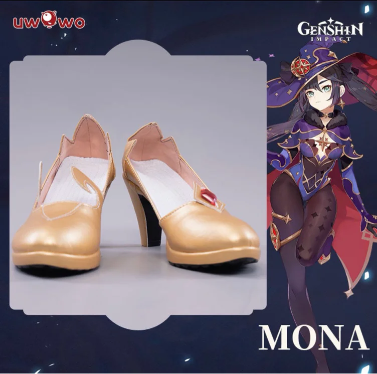Uwowo Game Genshin Impact Mona Megistus Cosplay Astral Reflection Cosplay Shoes - 36