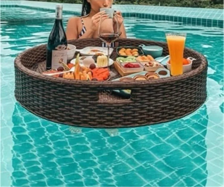 Floating Rattan Pool Tray - Round