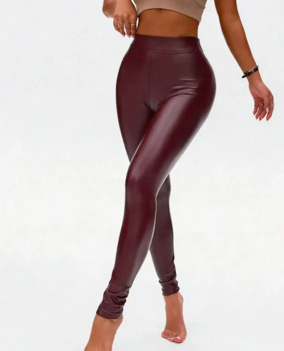 Burgundy Leather Leggings