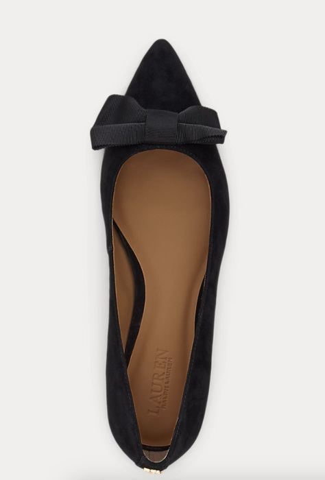 Londyn Bow-Trim Suede Ballet Flat
