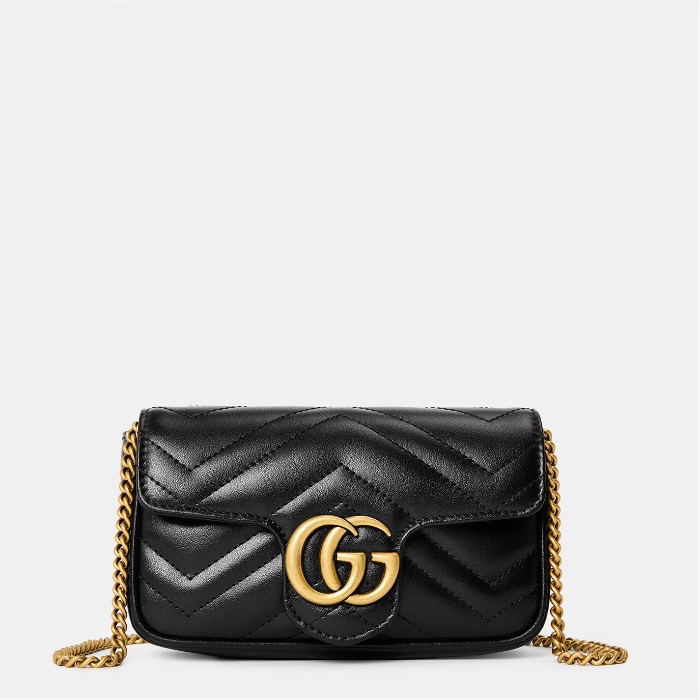 GUCCI Women's Chevron Leather GG Marmont Super Mini Bag