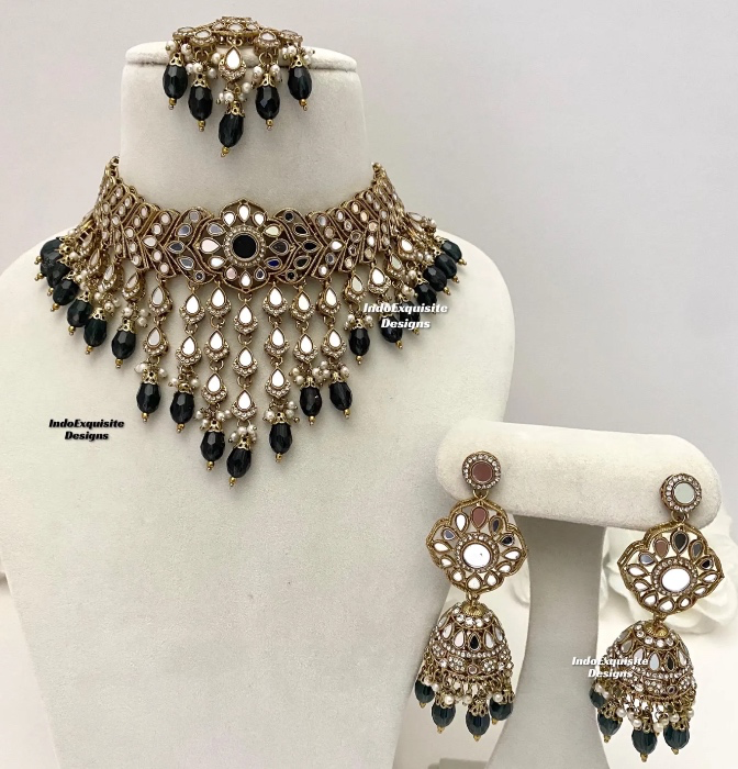 Mirrored Waterfall Choker and Earring Set