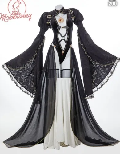 Bayonetta Derivative Medieval Style Sexy Lingerie Set Hollow Bodysuit Crop Blouse with Skirt and Necklace