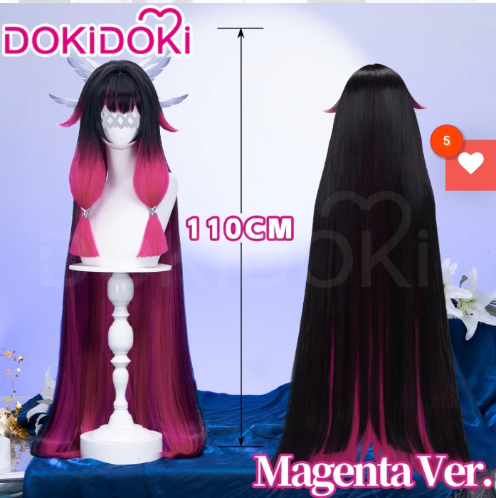 【Ready For Ship】【120CM / 110CM】DokiDoki Game Genshin Impact Fatui Harbinger Cosplay Wig Cosplay Columbina Wig Long Straight | 【110CM】Magenta Ver. Wig Only-Ready For Ship