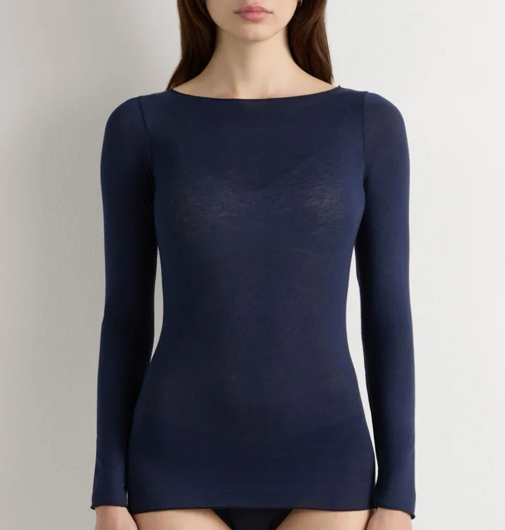 Intimissimi ULTRALIGHT BOAT NECK - Long sleeved top - dark blue