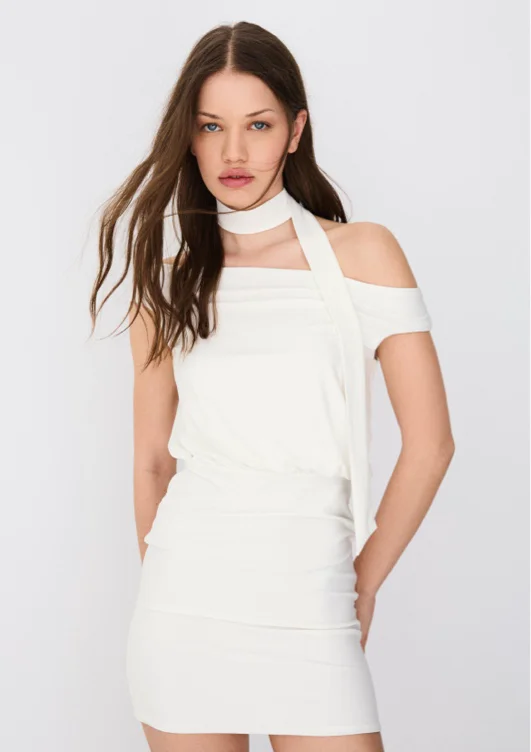 Bershka Bardot Scarf Mini dress 
