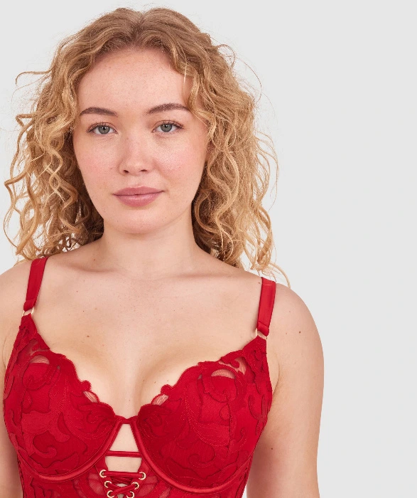 Vamp Wildest Dreams Push Up Bra-Dark Red