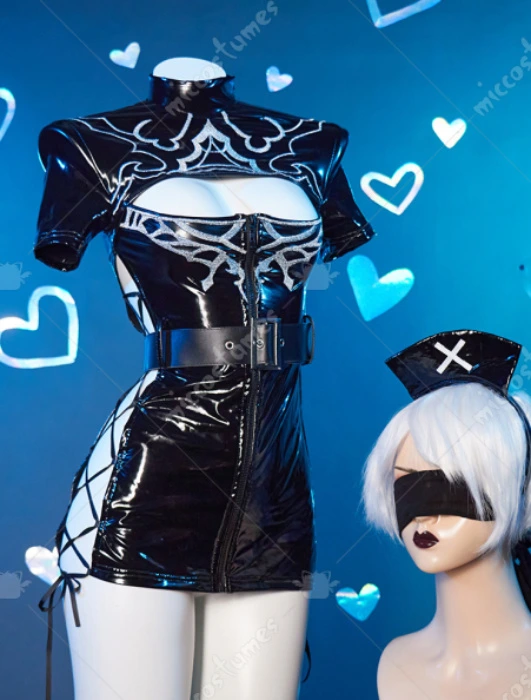Halloween N Automata Dress and Gloves with Thigh Socks - 2B Derivative Punk Sexy Lingerie | Top Quality Lingerie for Sale