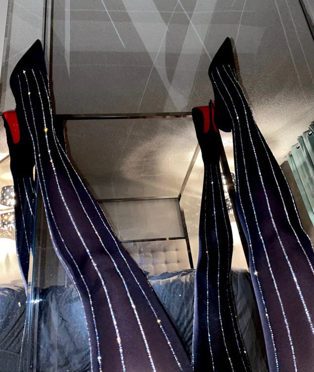 Crystal Pinstripe Tights