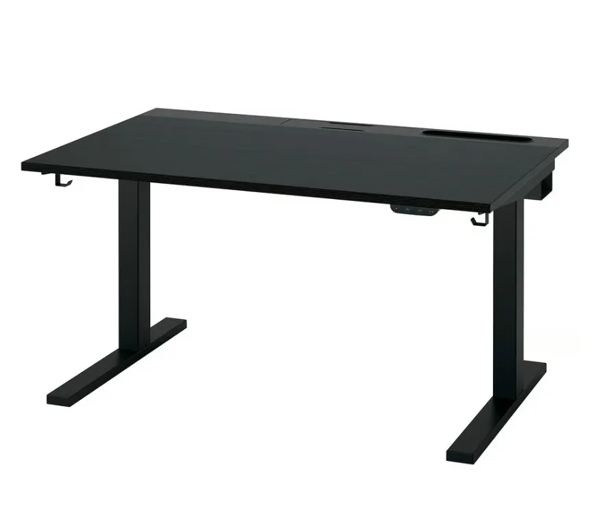 MITTZON Desk sit/stand - electric black stained ash veneer/black 47 1/4x31 1/2 "
