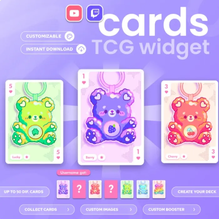 TCG Collectible Cards Widget | Twitch & Youtube | Blind box | Customizable widget | StreamElements OBS Streamlabs