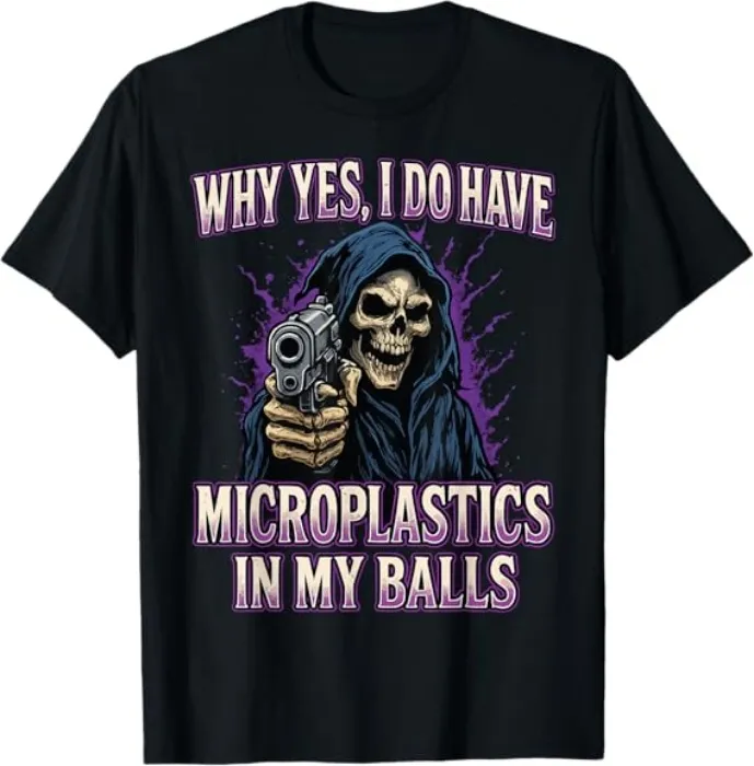 Funny Microplastics Dark Humor Skeleton Meme Bootleg T-Shirt