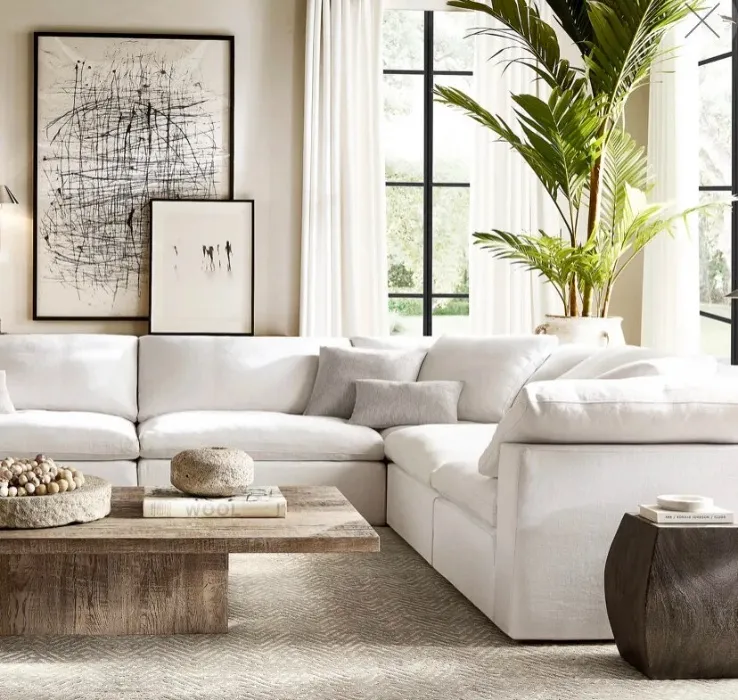 120" L Shape Cloud Modular Couches for Living Room, Modern Convertible Sectional Sofa Couch, Couch Cushion Covers Removable, Sectional Sofas for Party Bedroom Apartment (White)