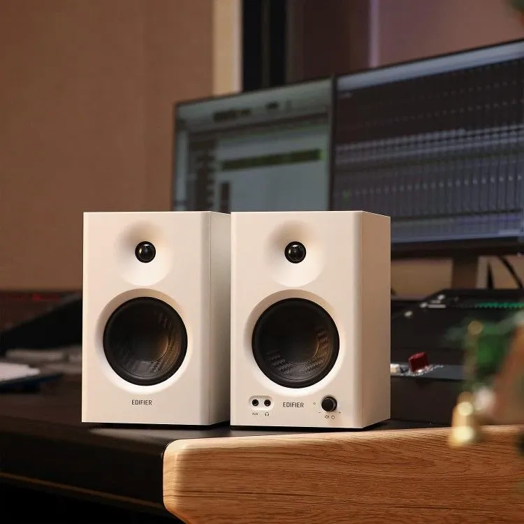 60W Computer Speakers for Gaming and Music, Active Bluetooth 5.3, Stereo 2.0 Speakers for Desktop PC Monitor or Laptop, Surround Sound Speaker, 3.5 mm Aux RCA Input, USB-Powered, 1 Pair, White - White