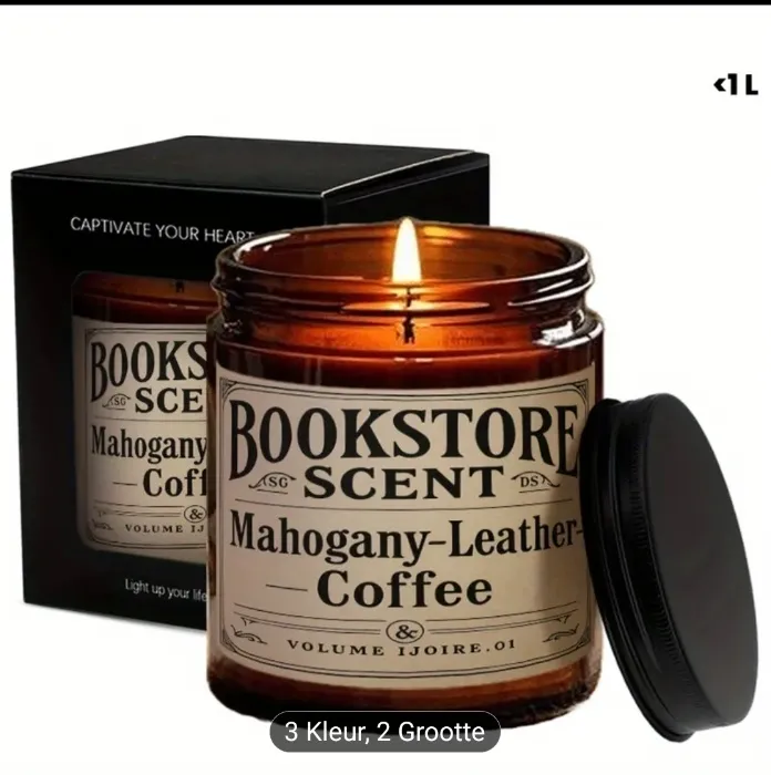 1pc boekwinkel geurkaars mahonie leren   5.3oz - Temu Netherlands