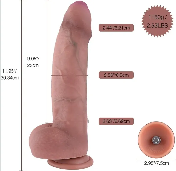 Hismith 30.34 cm Silicone, 23 cm Insertable Length Dual Density with KlicLok System