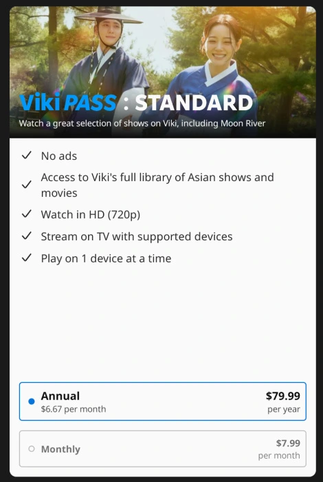 VIKI pass standard. for my sanity. emotional support cdramas.