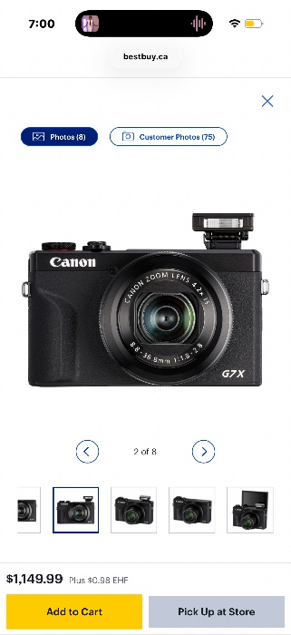 Canon PowerShot G7 X Mark III Wi-Fi 20.1MP 4.2x Optical Zoom Digital Camera - Black | Best Buy Canada