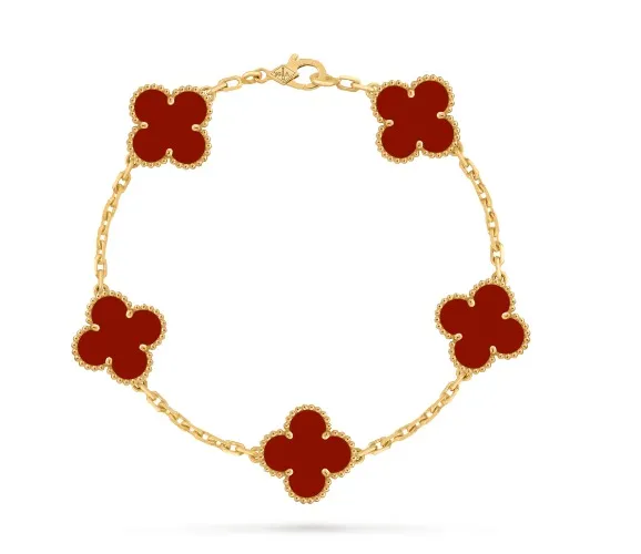 Vintage Alhambra bracelet, 5 motifs 18K yellow gold, Carnelian - Van Cleef & Arpels