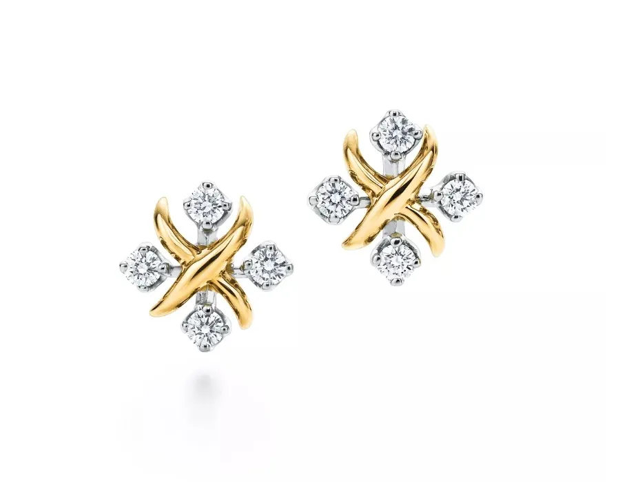 Sixteen Stone by Tiffany Earrings in Yellow Gold and Platinum with Diamonds