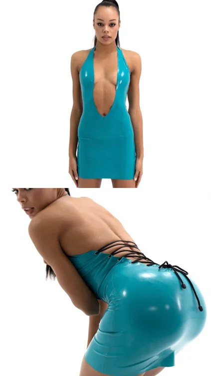 LATEX DRESS in TURQUOISE 