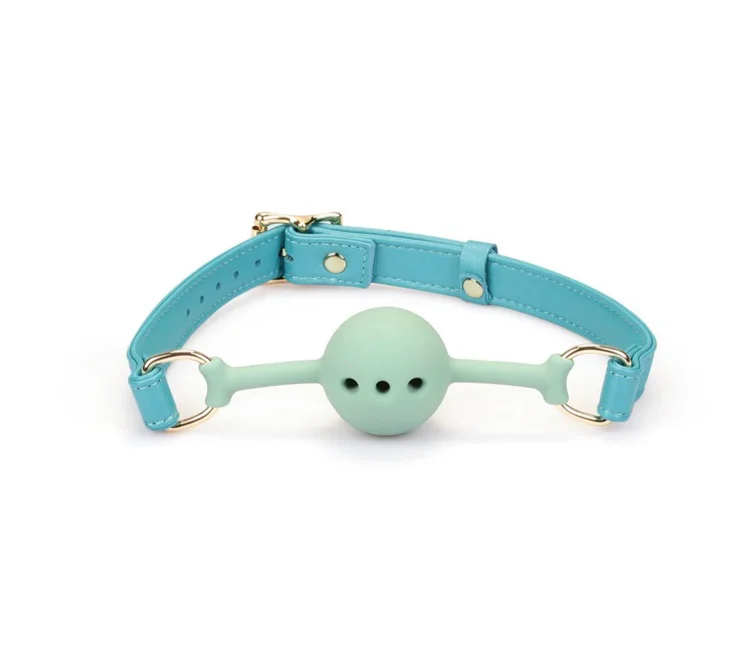 TURQUOISE LAMB LEATHER BALL GAG