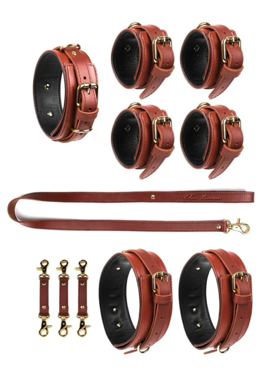 LEATHER BONDAGE SET in BROWN
