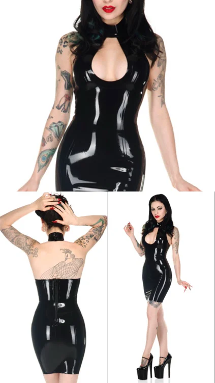BLACK LATEX DRESS
