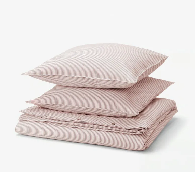 SOLFIBBLA Housse de couette et 2 taies - blanc rouge/rayure 240x220/65x65 cm