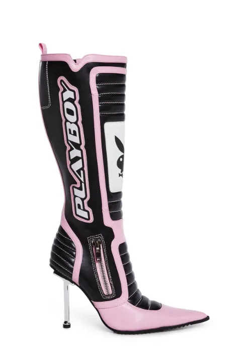PLAYBOY Revved Up Ready Moto Boots - Pink