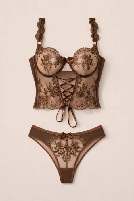Espresso Lace Bustier Set