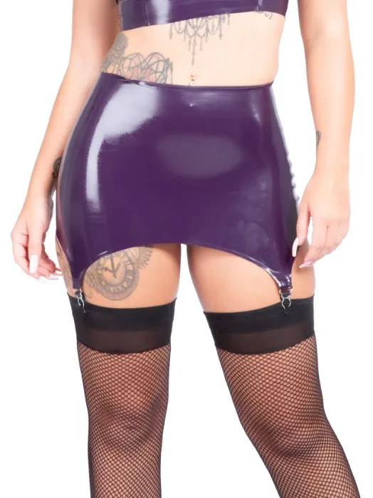 Latex/Rubber Vintage Style Girdle in Purple | Black / S