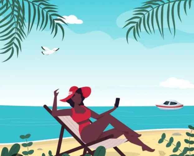 Dream Holiday Sun, skin glowing, toes out, sea like glass Think: Santorini rooftop breakfast