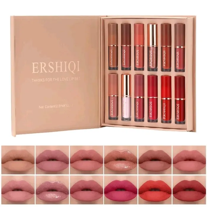 【Promotion】12Pcs  Matte Liquid Lipstick Set, Waterproof Long Lasting Non-Stick Cup 12 Colors Lipstick 24 Hour Not Fade Matte Lipstick Professional Lip Gloss Makeup Gift Sets for Women