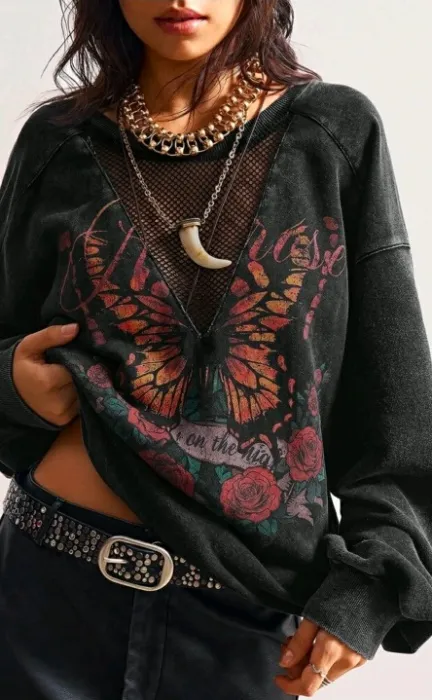 Long Sleeve Loose Fit Women's Sweatshirt