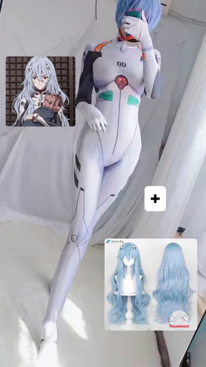 Rei Cosplay Neon Genesis Evangelion + Wig