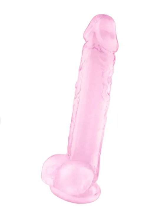 Bubble Gum Suction Cup Dildo with Balls 8 Inch