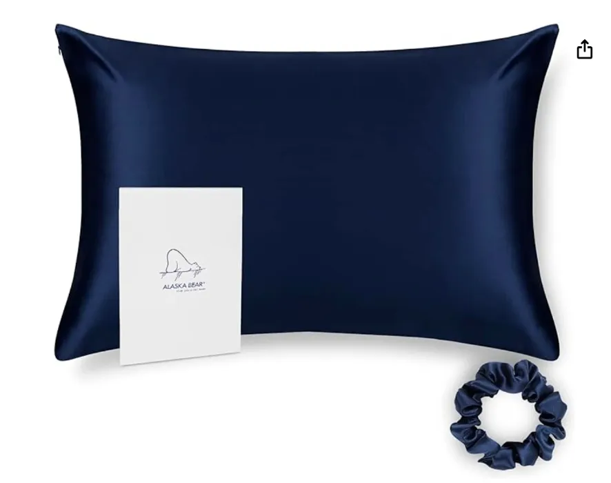 ALASKA BEAR - Natural Silk Pillowcase, Hypoallergenic, 19 momme, 600 thread count 100 percent Mulberry Silk, Standard Size 50x75 cm with hidden zipper(Dusty Pink) - 50 x 66 cm Blue Navy