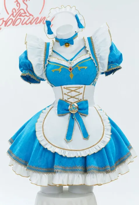 Princess Zelda Derivative Lingerie Maid Costume Dress with Apron Sleeves
