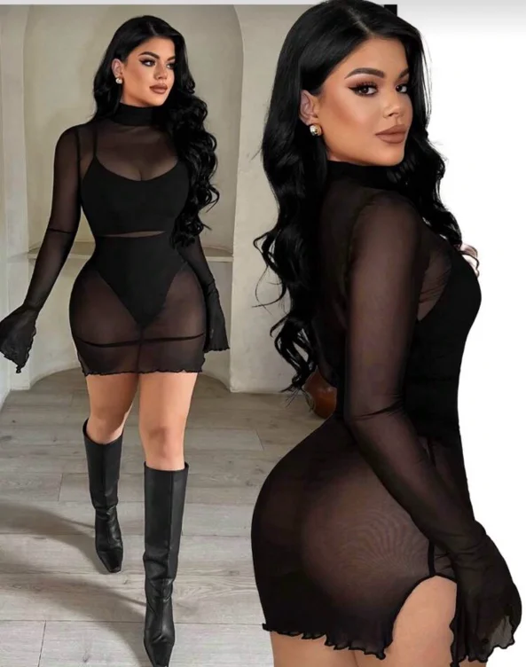 See Through Me Sexy Black Dress